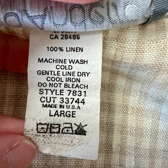 Vintage Carol Anderson California 100% Linen Cottagecore Checkered Neutral Dress - Picture 10 of 11